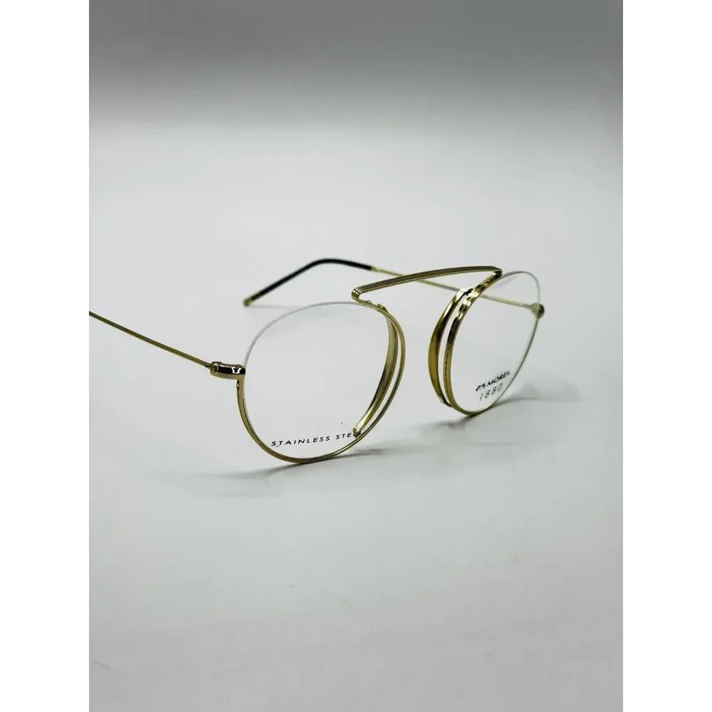 Morel 1880 Eyeglasses Frames Arsene 60122M-DM12 Gold Semi-Rimless 52-19-145